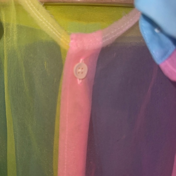 Comme des Garcons Sheer Blue, Pink and Yellow Shirt - Picture 5 of 12